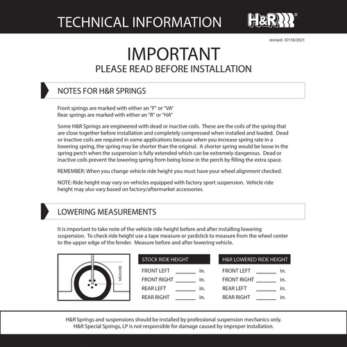 H&R 51635 Lowering Front and Rear Springs Kit for 09-19 Flex / 10-16 Lincoln MKT - Picture 6 of 8
