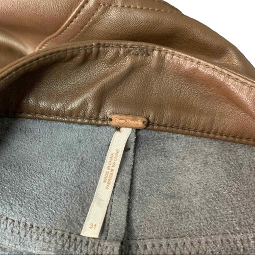 Free People donna taglia nuova con etichetta 31 Pantaloni alla caviglia skinny in ecopelle marrone vegan nuovi - Foto 8 di 10