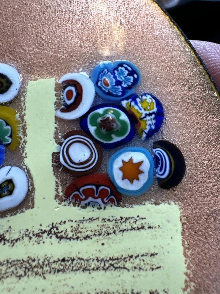 Colgante de cristal millefiori de cobre esmalte de Murano cesta de flores impresionismo Foto 3 de 4