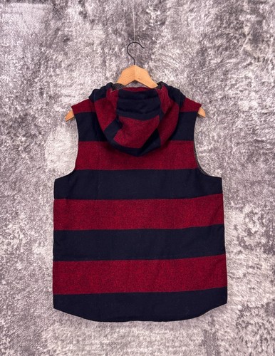 Vintage Engineered Garments Vest Small Mens Wool Hooded Puffer Prep Stripe - Picture 3 of 8