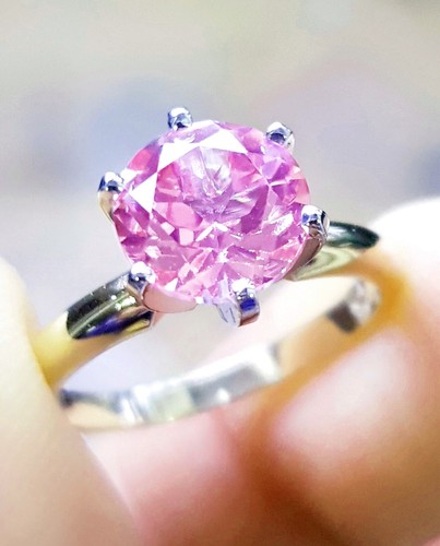 2.60ct Natural VS Baby Pink Sapphire 14K Solid Yellow Gold Engagement Ring Dress - Picture 2 of 9