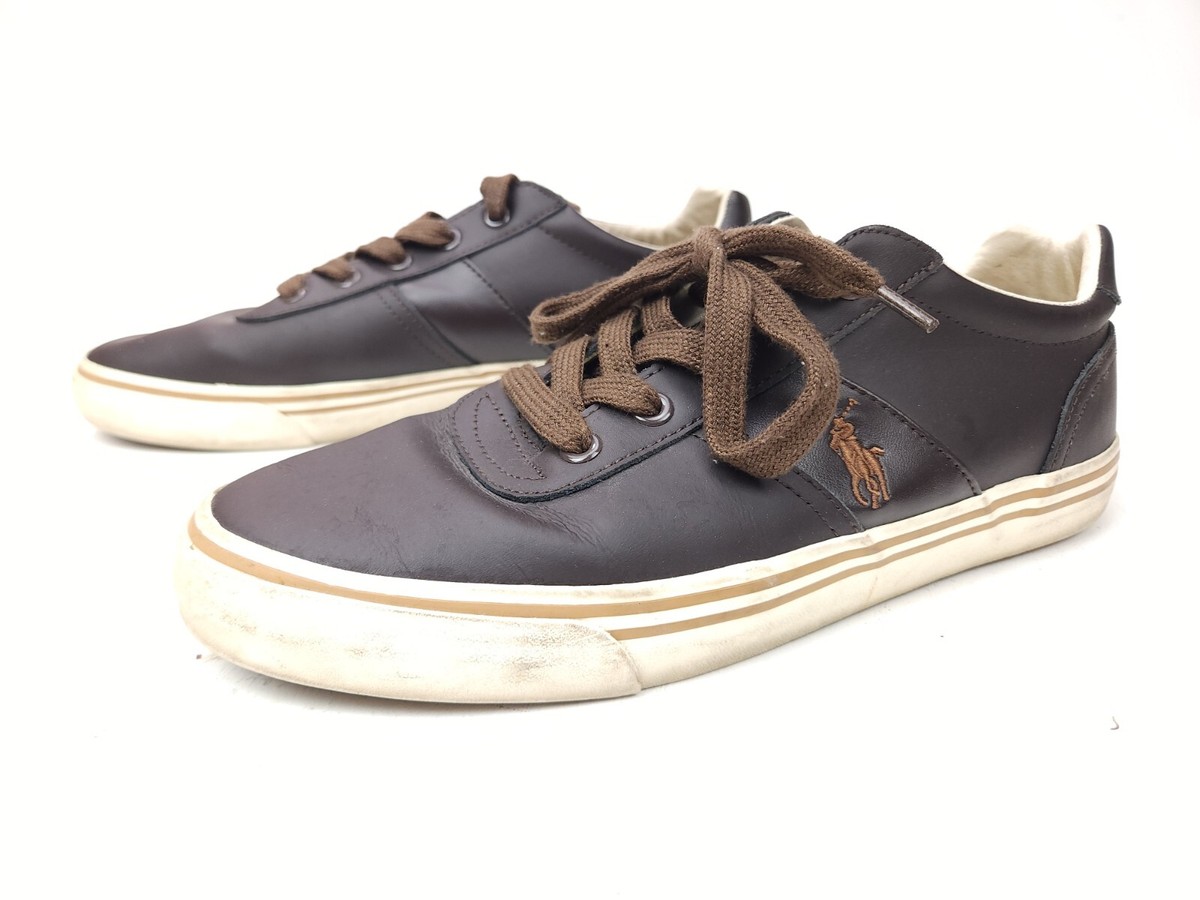 Polo Ralph Lauren Hanford Sneakers Mens Sz 9 D Brown Leather Shoes Polo Ralph Lauren Hanford Leather Sneakers in Brown for Men  main image 4