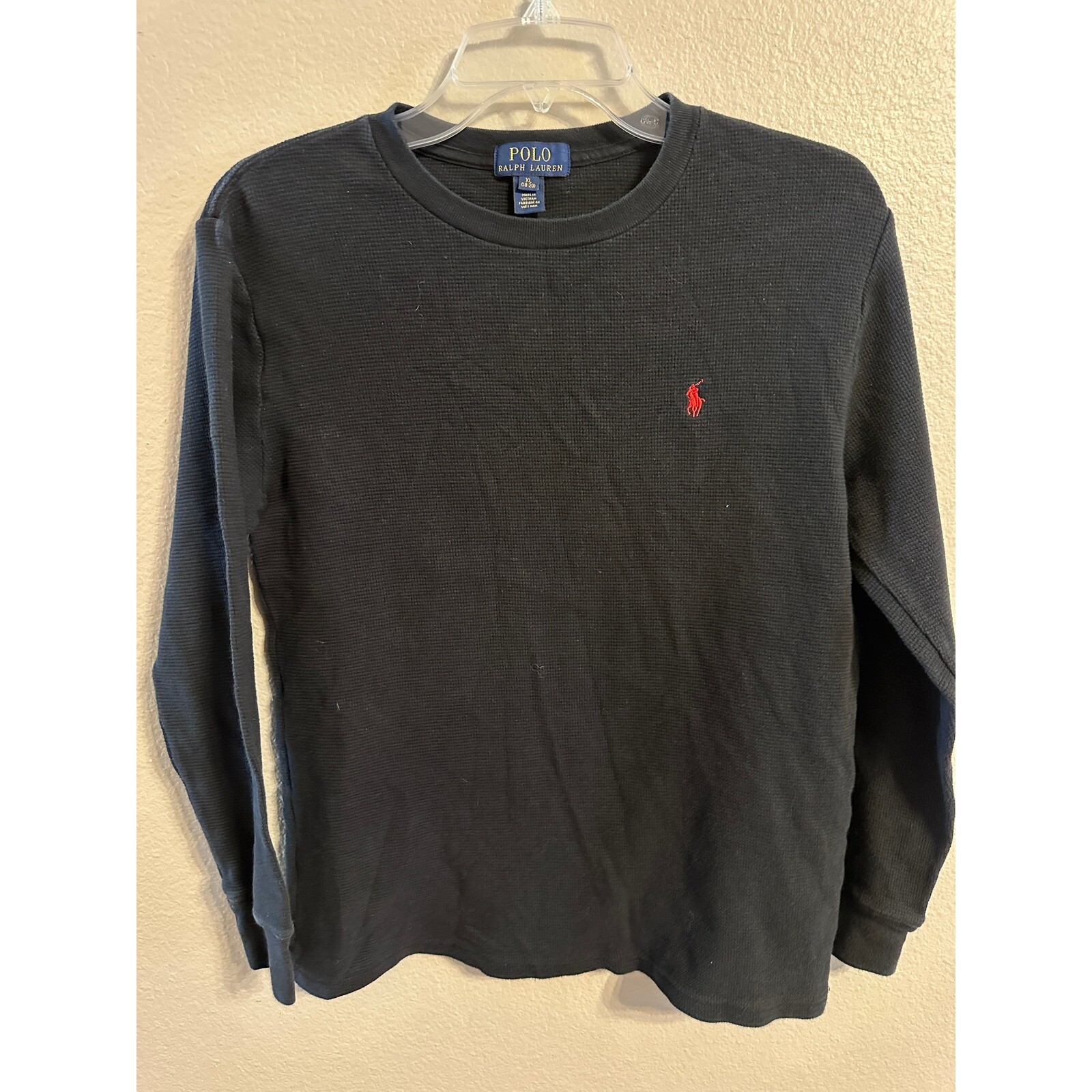 Polo Ralph Lauren maglia waffle maglia manica lunga rosso pony logo XL