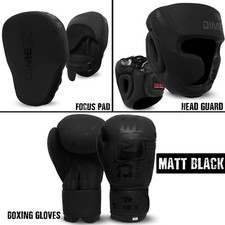 Dimex Boxing Gloves, Focus Pad, Head Guard, Training kickboxing Matt Black 