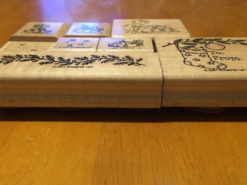 7 Stamps 2001 Retired Stampin Up Wood Rubber Mounted Christmas Winter - Picture 3 of 4