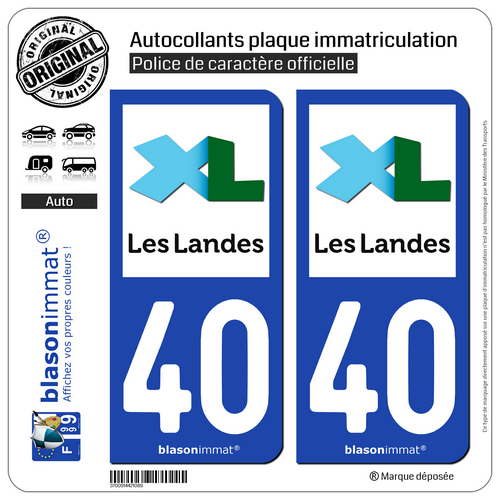2 Blason plaque d'immatriculation auto | 40 Landes - Département - Picture 1 of 1