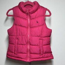 Old Navy Hot Pink Puffer Vest Quilted Fleece Lined Full Zip Pockets Girls S