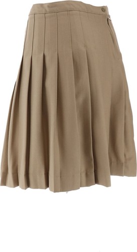 Lands' End Solid Pleated Skirt Khaki 12+ NWOT (926) - Picture 4 of 8