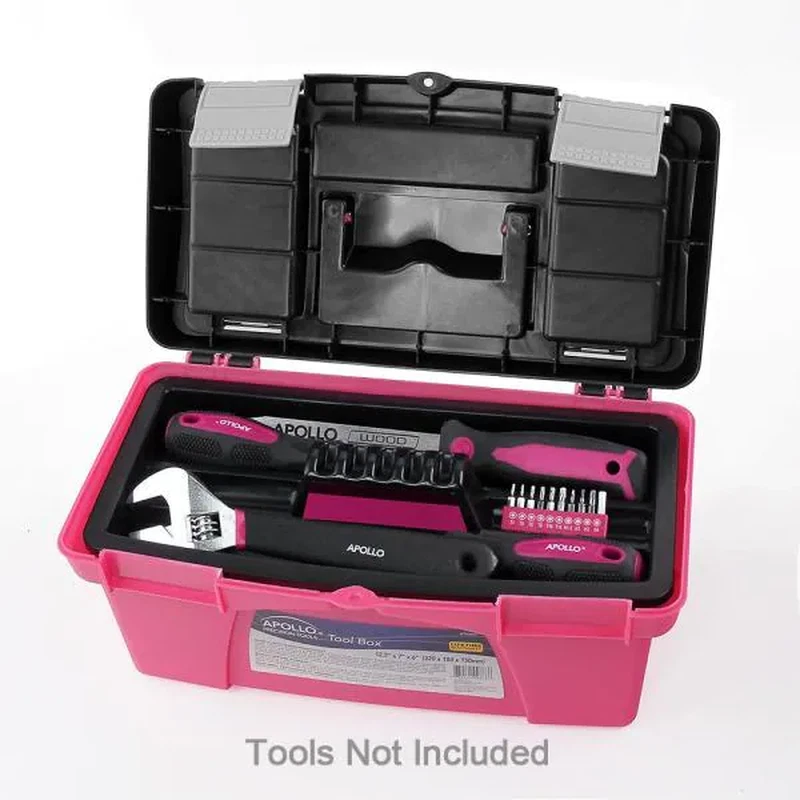 Tool Box Set System Parts Hardware Storage Tray Craft Supplies Pink (3-Piece) - Image 4 of 4
