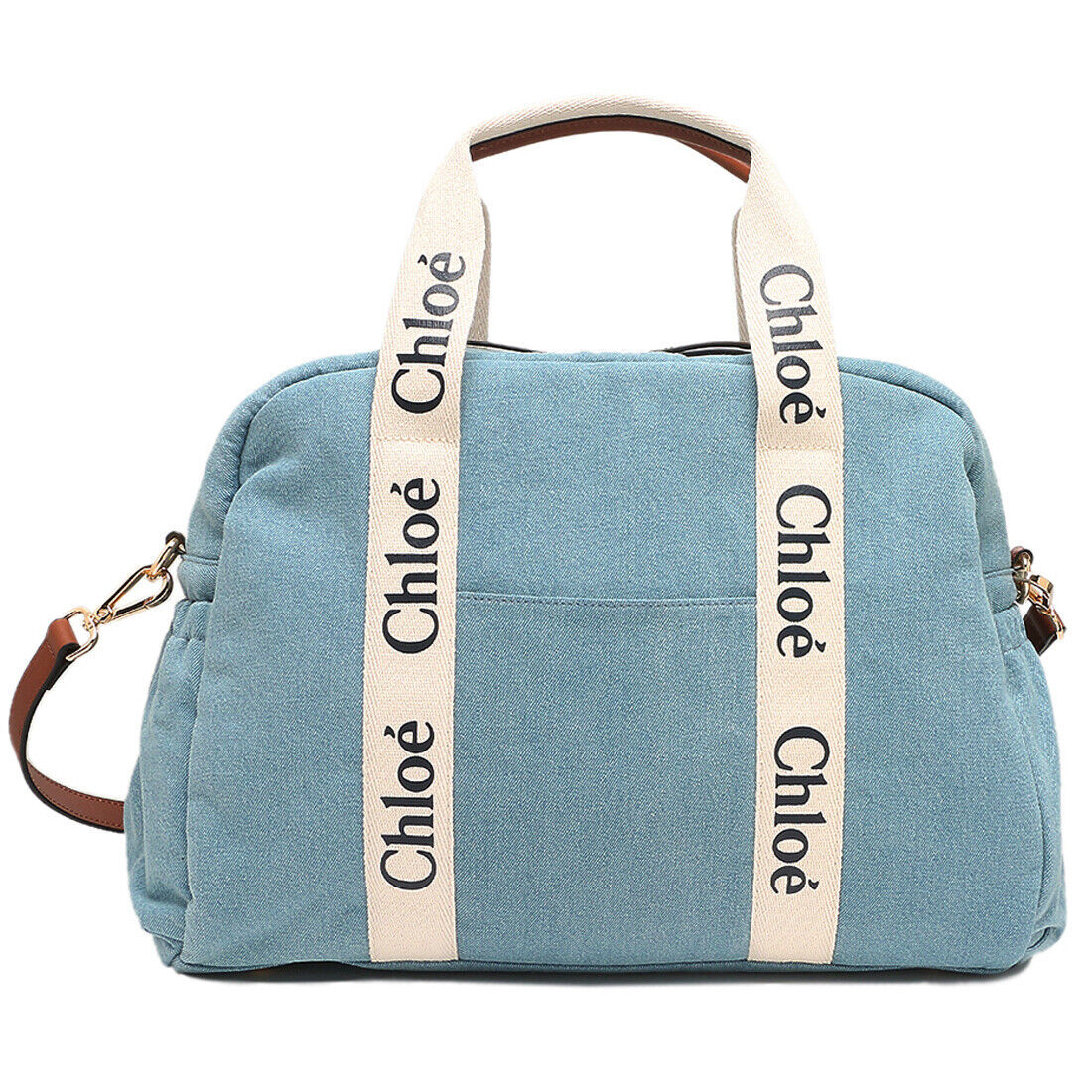 CHLOE Boston Bag Mother's Bag C20191 Z10 Cotton DENIM BLUE CHLOE Boston Bag Mother's Bag C20191 Z10 Cotton DENIM BLUE