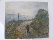 Vecchio Dipinto Ad Olio Su Tavola GAETANO BOCCHETTI PAESAGGIO Firmato 2