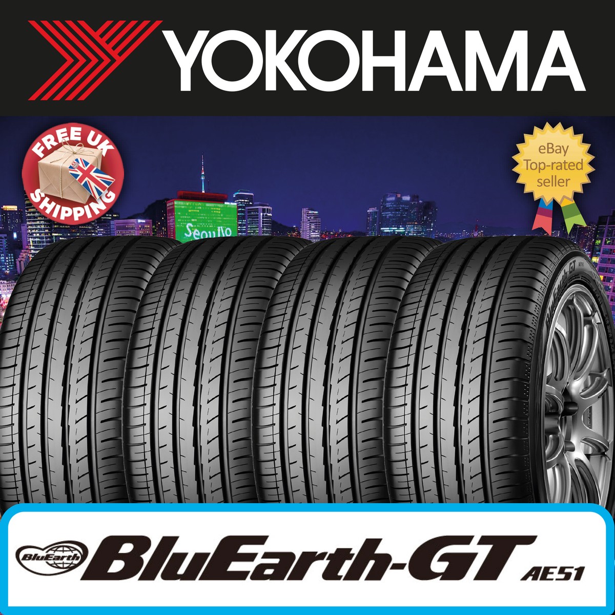 X4 225 40 19 93W XL YOKOHAMA BluEarth-GT AE51 TOP QUALITY TYRE4 