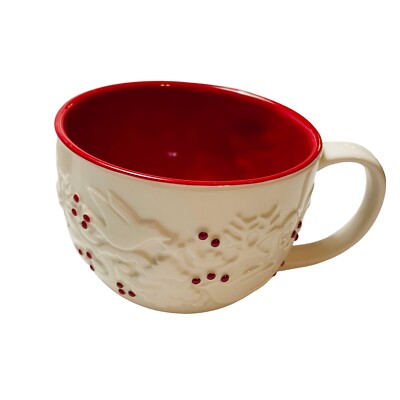 Starbucks Coffee Co Mug Holiday 2008 White Ceramic Red Berries & Inside 12fl oz