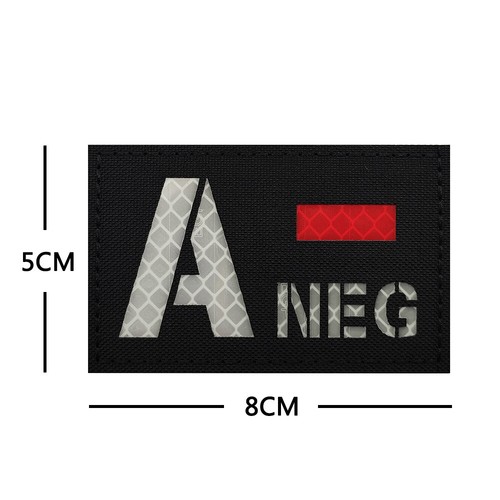 IR Reflective Blood Type A B AB O POS+ NEG- Medic Hook Loop Patch Fastener Badge - Picture 16 of 19