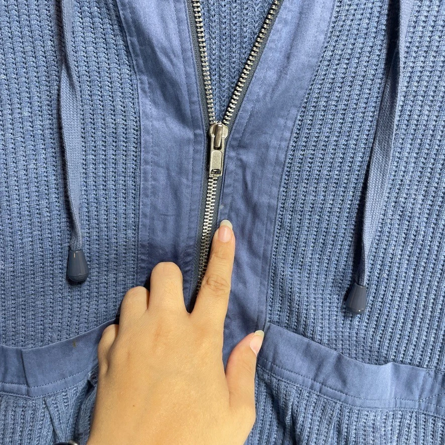 Sudadera con capucha Marc By Marc Jacobs para mujer azul tejido gofre algodón cremallera manga larga talla M Foto 2 de 4