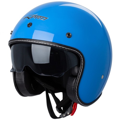 Jet Helmet Cafe Racer Open Face Motorcycle SunVisor Custom Scooter - Foto 3 di 56