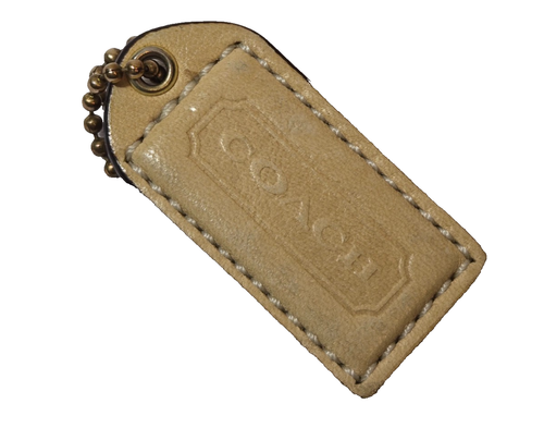 Coach Leather Hang Tag Key FOB Bag Charm 2" Tan - Picture 2 of 6