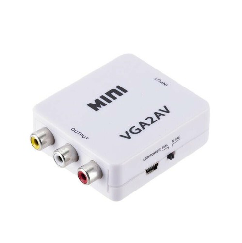 MINI VGA to AV Converter Plug & Play 3.5mm Jack Audio Video Adapter TV FHD Game - Picture 4 of 12