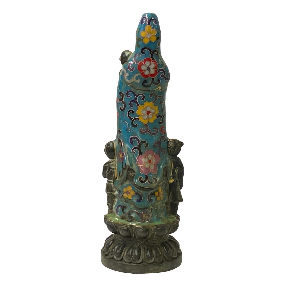 Chinese Metal Blue Enamel Cloisonné Kwan Yin Bodhisattva of Compassion With Kid Statue ws1414S Chinese Metal Blue Enamel Cloisonné Kwan Yin Bodhisattva of Compassion With Kid Statue ws1414S
