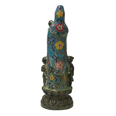 Chinese Metal Blue Enamel Cloisonné Kwan Yin Bodhisattva of Compassion With Kid Statue ws1414S Chinese Metal Blue Enamel Cloisonné Kwan Yin Bodhisattva of Compassion With Kid Statue ws1414S