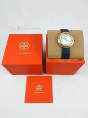 NEW Tory Burch Bailey Navy Blue & Gold Tone Stainless Watch