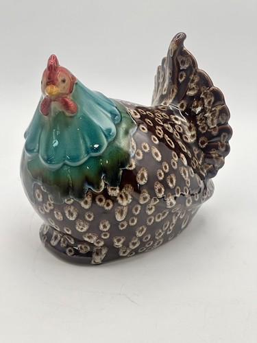 Figura di gallina seduta in ceramica smaltata a grandezza naturale decorazione interno esterno - Foto 11 di 16