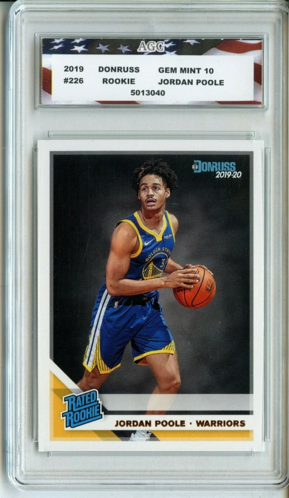 2019 Donruss Jordan Poole Rookie Card AGC 10 Gem Mint Condition