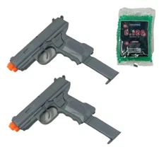 2 Airsoft Hand Gun Pistol Grey 6mm Airsoft Plastic BB Spring Pistol 1000 Pellets