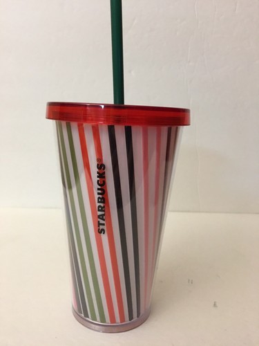Starbucks 2018 STRIPED RED LID 16 Oz. Cold Cup Tumblr Bright NEW - Bild 3 von 7