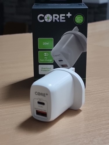 Core Plus 20W PD Fast Charge Dual USB-A USB-C Wall Charger/Overload Protection - Picture 5 of 5