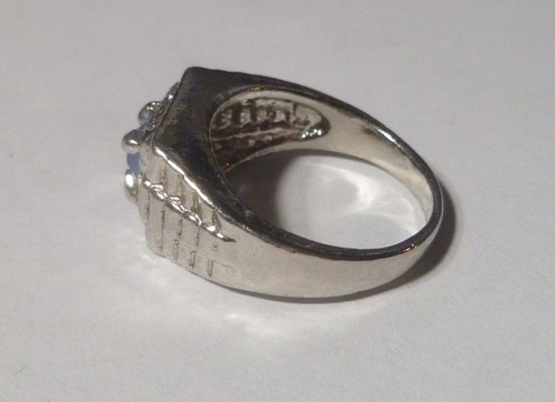 Blau TOPAS RING 14k Weißgold EP .925 Größe 9 Männer Frauen - Bild 4 von 8