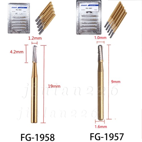 USA 5/pk Dental Metal Cutting Straight Fissure Round End Carbide Burs FG Burs - Picture 5 of 24