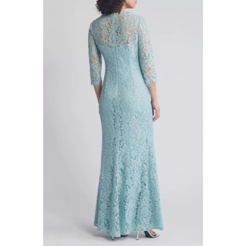 Eliza J EJ4-2446 Blumen Spitze Trompete 3/4 Ärmel Reißverschluss Kleid Gr 16 Salbei $ 278 (Mangel) - Bild 2 von 8