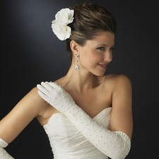 Pearl Accent Wedding Opera 18" Womens Gloves
