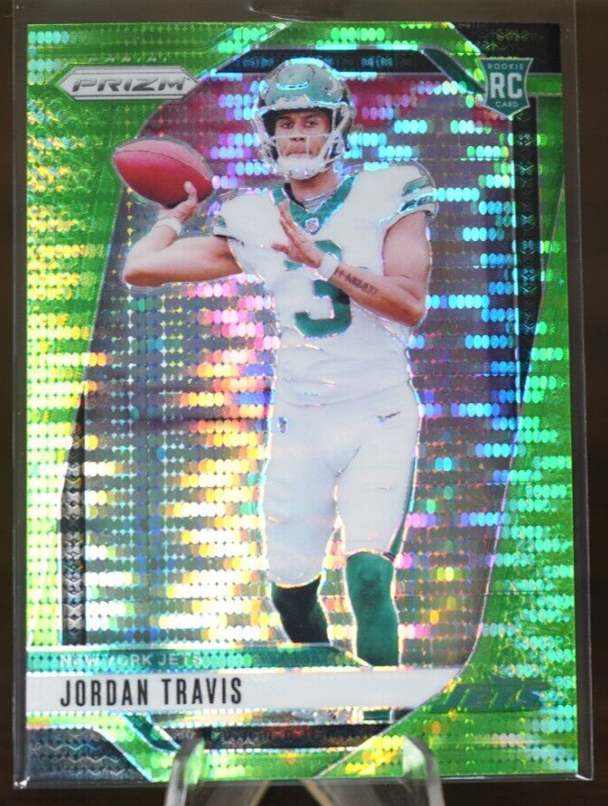 2024 Prizm Jordan Travis #359 Neon Green Pulsar Prizm Color Match SP Rookie Card