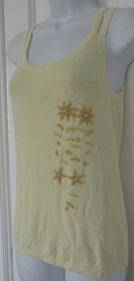 Tank Top Style Shirt Blouse Pullover Size L Beaded Design Faux Pearls NWT EQ IQ