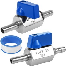 Kugelhahn Edelstahl 8mm 2er Pack Wasser Gas &Ouml;l mini Absperrventil