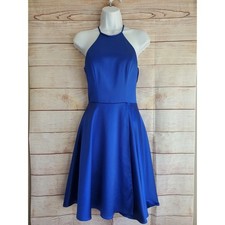 JVN by Jovani Womens Royal Blue Halter Open Back Semi-Formal Dress Size 0 Nwt