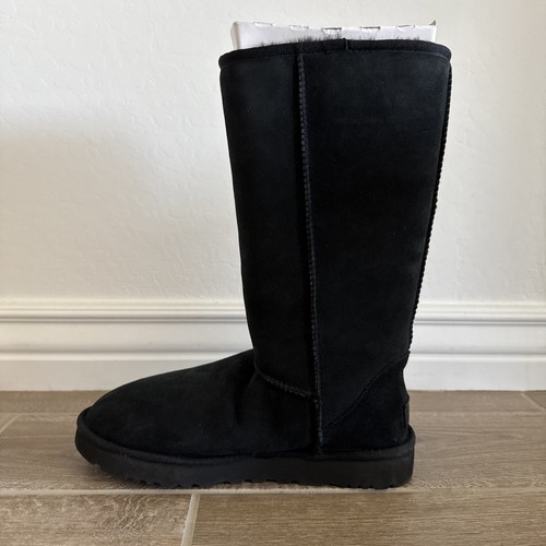 UGG Classic Tall II Black Boots Slip On Suede US Women's Size 8 UK 6 Pull On EUC - Picture 4 of 10