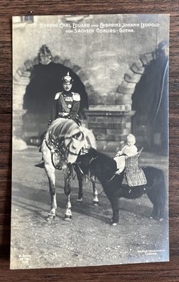 AK Herzog Carl Eduard Sachsen Coburg Gotha Erbprinz Johann Leopold zu Pferd