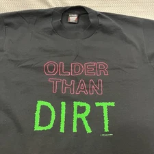 VTG 90s Older Than Dirt Print T-Shirt Adult XL Black Single Stitch Screen Stars