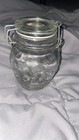 Clear Glass Storage Jar Canister w/ Airtight Clamp Lock Lid, Embossed — photo 4