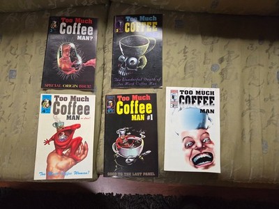 Too Much Coffee Man Comic Books 1-5 (Adhesive Comics)