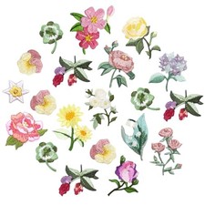 20PCS Flowers Iron on Patches, Mini Floral Applique Patch, Rose Sunflower Iron