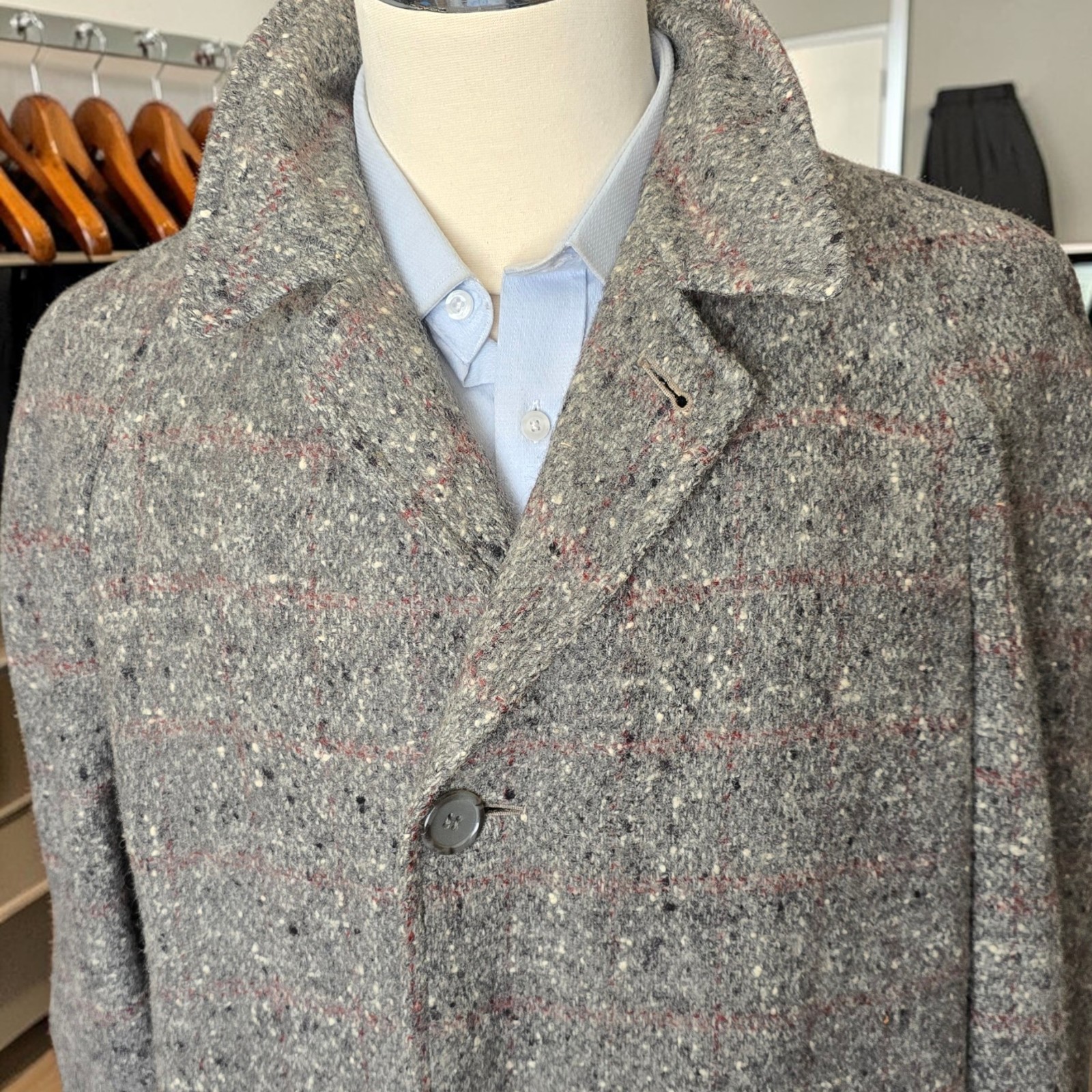 Vintage 1950s Irish Tweed Overcoat 40L Raglan Sleeve Bespoke