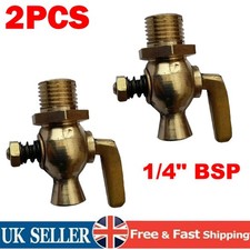 2Pcs Open Crank Stationary Engine Straight Nose Brass Water Drain Tap 1/4" Bsp