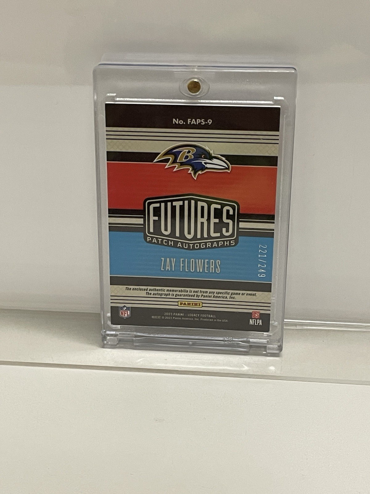 Panini 2023 Legacy Zay Flowers Futures Patch Auto RC Silver FAPS-9 /249 view 5