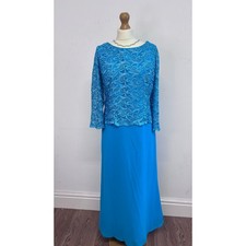 Zeila  Mother of the Bride Outfit - Turquoise Lace Sequin Dress - Size UK 20