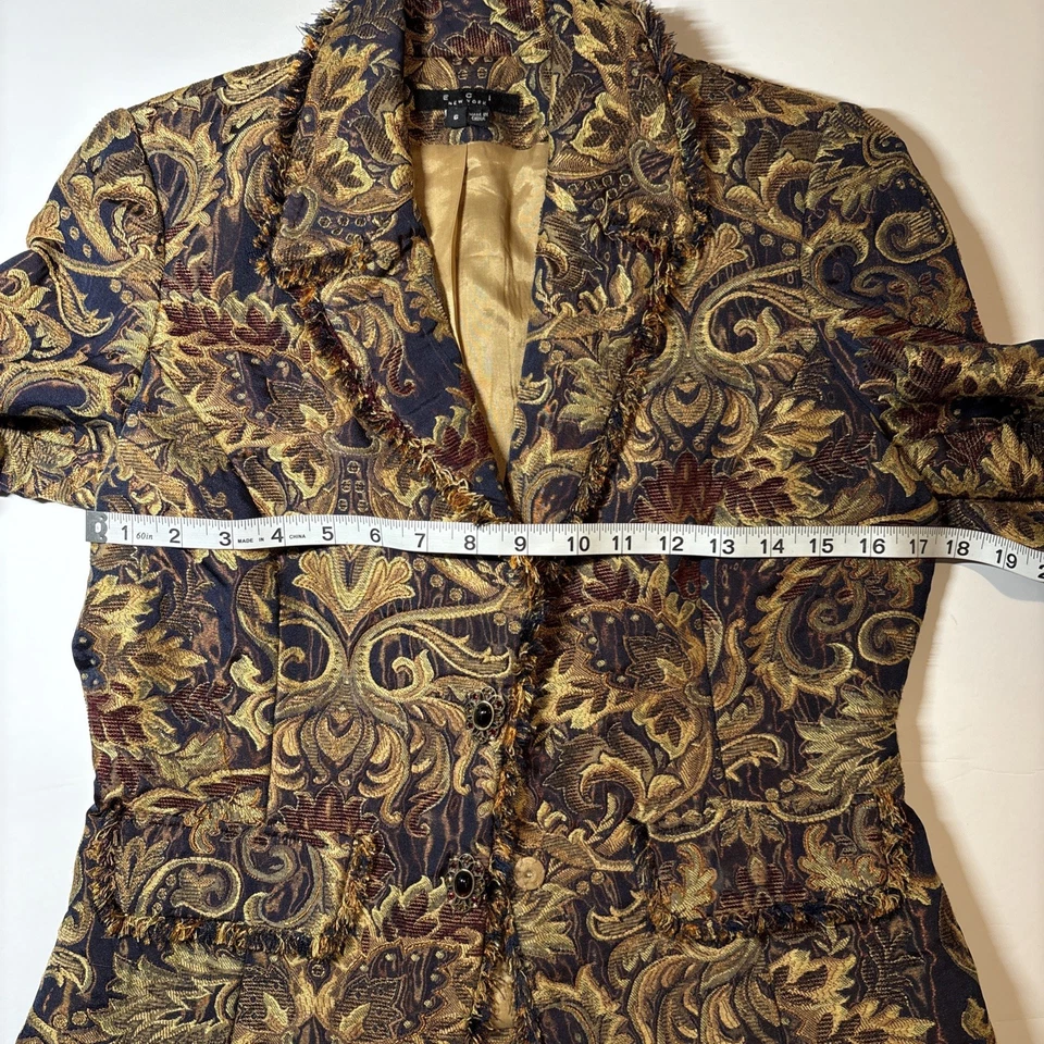 Ladies ECI New York Brocade Jacket with Fringe Trim Size 6 MultiColor Fall - Изображение 4 из 4