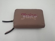 Juicy Couture Wallet Womens One Size Double Zip Faux Leather Rhinestone Trim